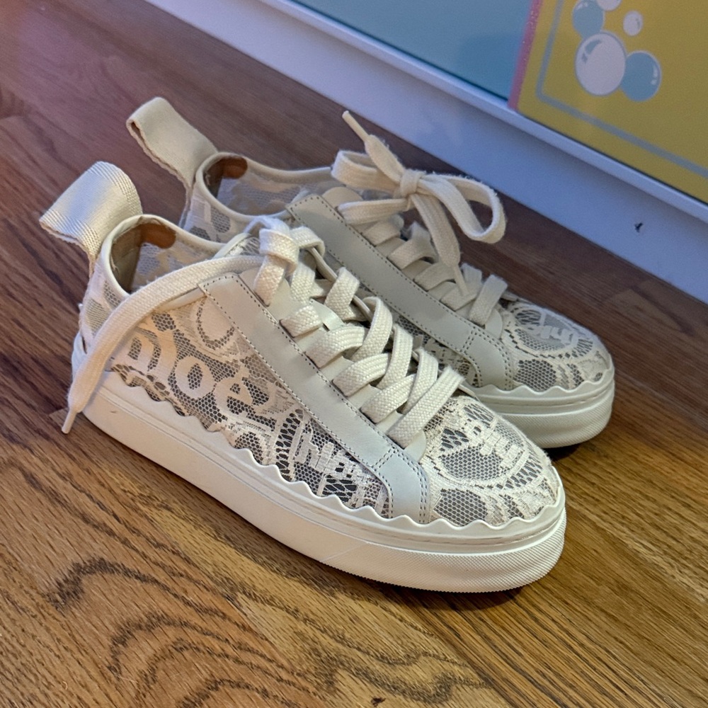 Chloe White Lace Women's Sneakers